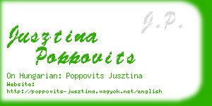 jusztina poppovits business card